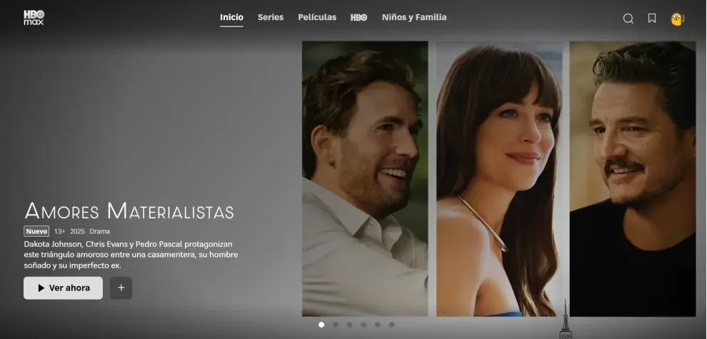 Amores materialistas, con Dakota Johnson, Pedro Pascal y Chris Evans, llegó a HBO Max. 