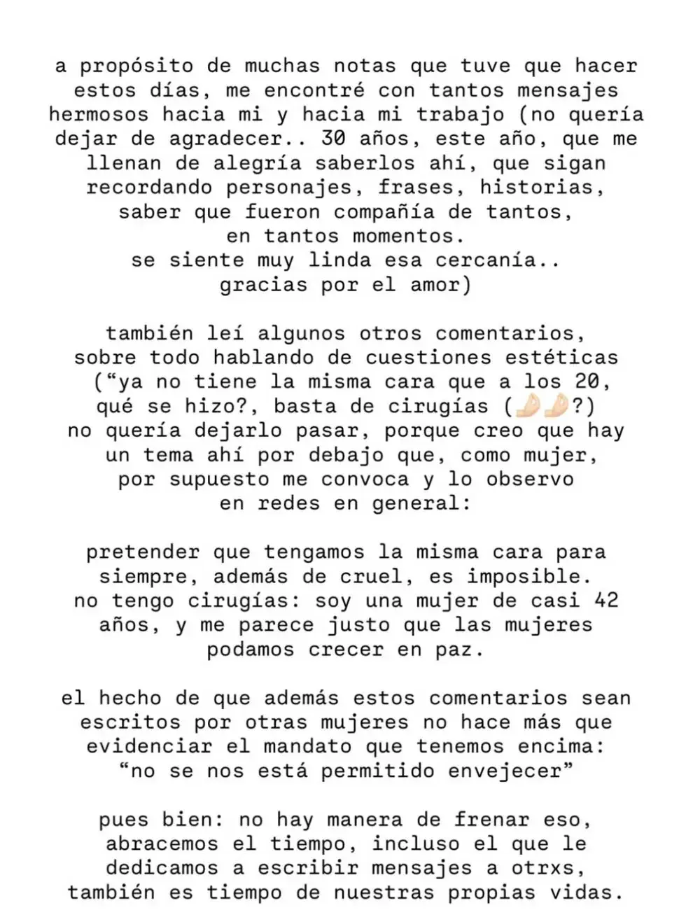 Celeste Cid respondió con firmeza a las críticas sobre su apariencia y reflexionó sobre los mandatos estéticos que enfrentan las mujeres.