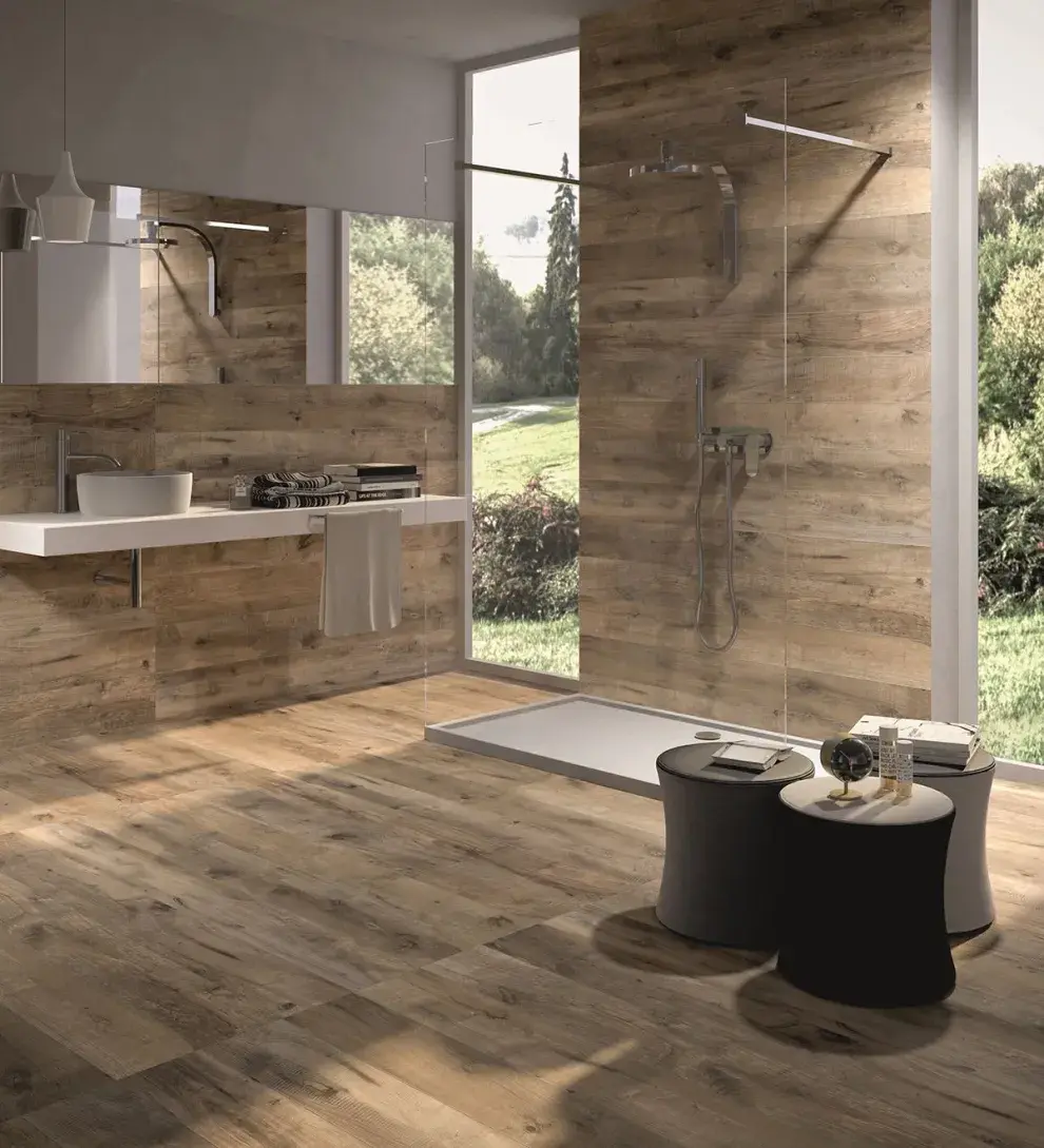 Imagen de piso Porcelanato simil madera.