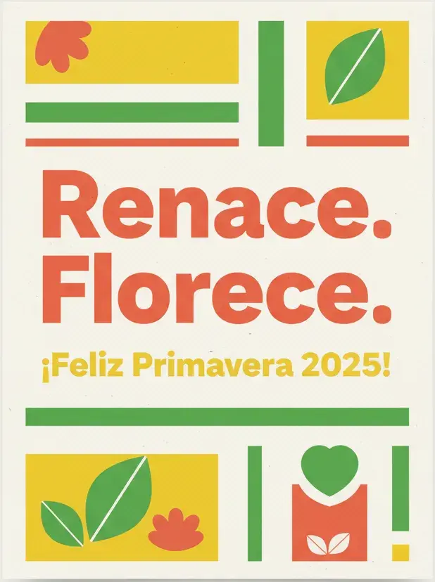 Tarjeta para regalar en la Primavera 2025, realizada con Inteligencia Artificial.
