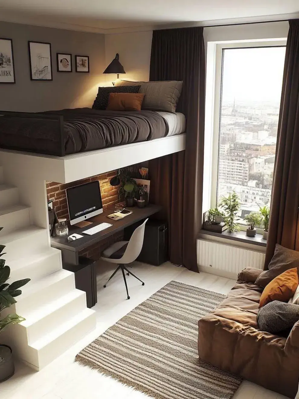 Ideales para ambientes pequeños o juveniles, las camas elevadas permiten aprovechar el espacio inferior como escritorio, rincón de lectura o zona de guardado.