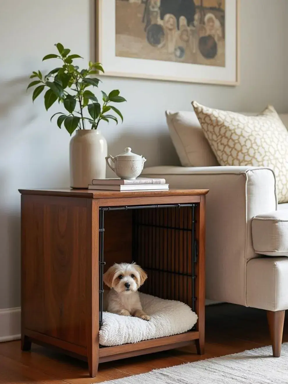 Opta por muebles multifuncionales: mesas con almacenamiento, sofás con nichos, soluciones que sirvan tanto a tu estilo como a tus mascotas.