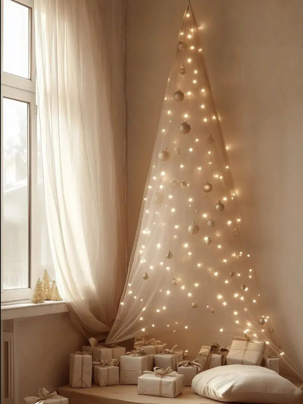 Un árbol de navidad delicado para grandes espacios