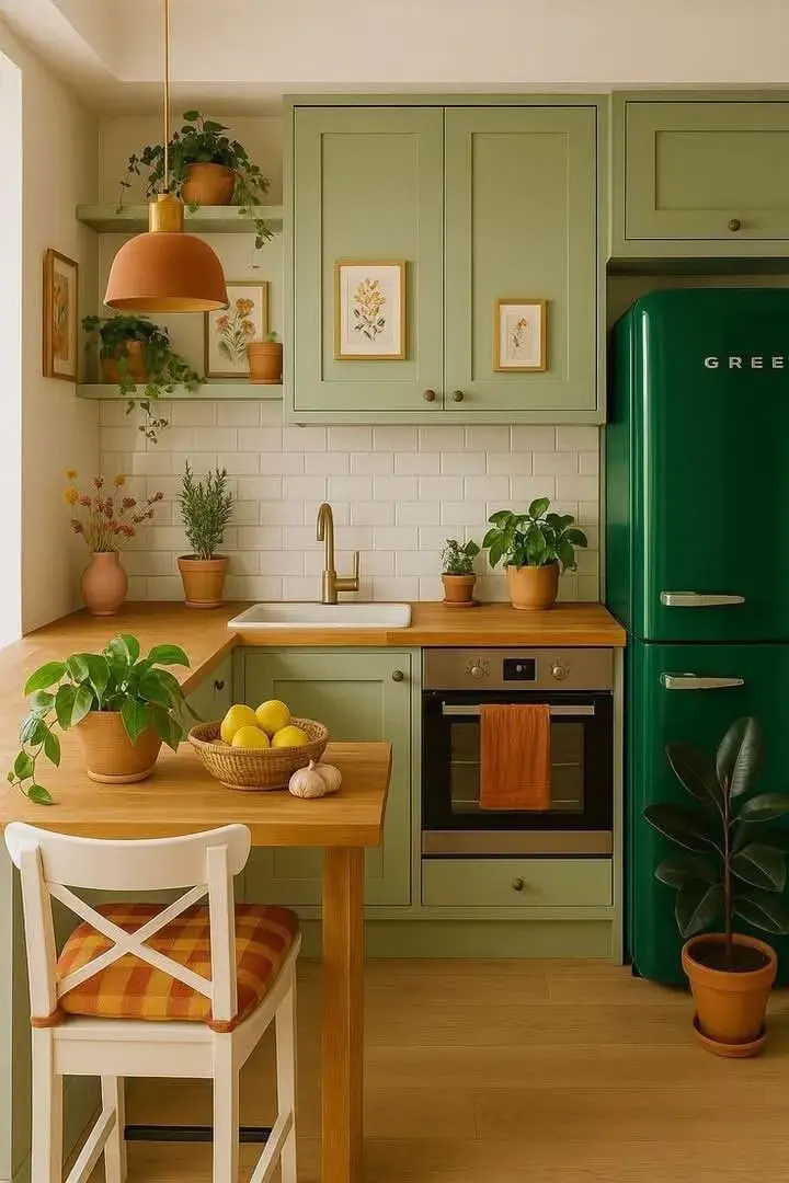 Una cocina colorida con detalles protagonistas