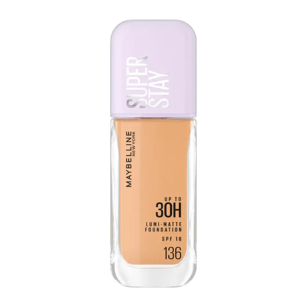 Super Stay Lumi-Matte es la base de maquillaje líquida que se ve y se siente liviana, en su fórmula incluye pigmentos que a través de la tecnología Lightwear brinda cobertura alta, construible, , generando una película tipo red para una aplicación cómoda y resistente a las transferencias (MAYBELLINE $ 38.899,00)