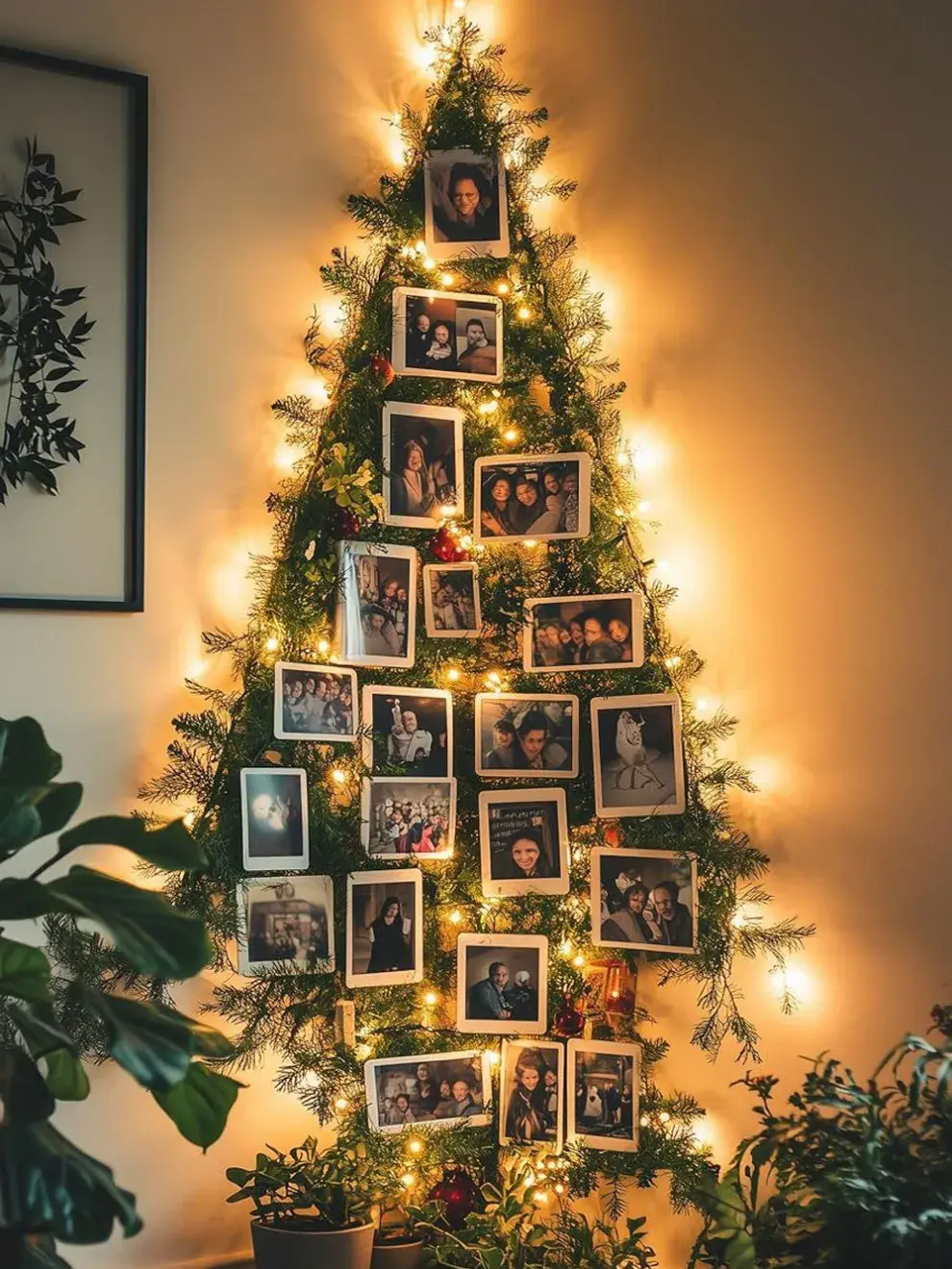 Otra propuesta hecha con fotografías y luces de navidad