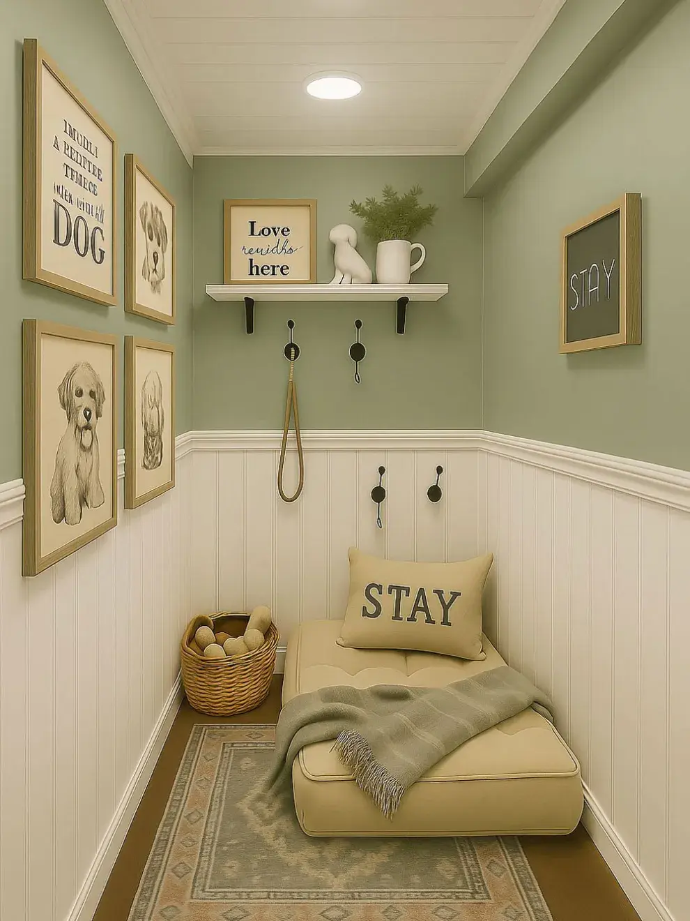 Mantén todo en su lugar usando contenedores o cestos para juguetes y accesorios, logrando que la casa luzca elegante y organizada, mientras tus mascotas disfrutan de su propio paraíso.