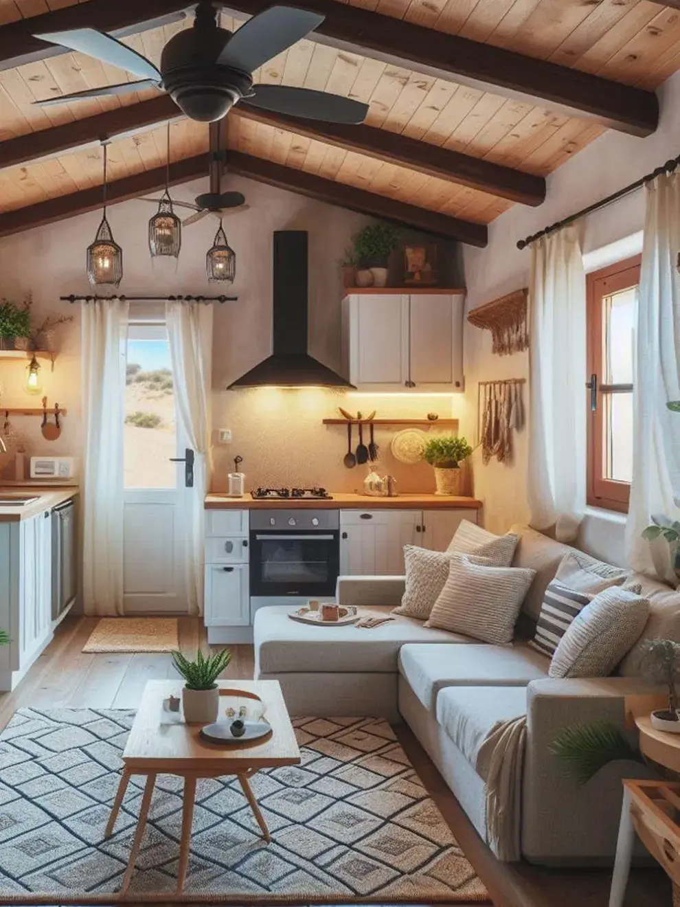 Para lograr una sensación de amplitud visual, optá por muebles con patas a la vista y líneas simples.