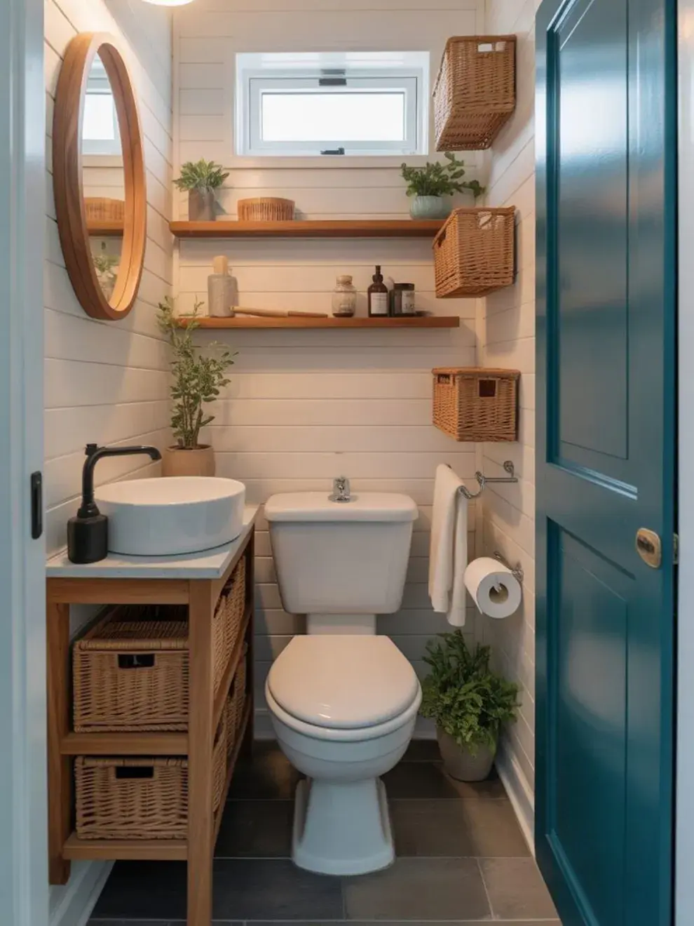 Los materiales lisos y las paletas monocromáticas siempre ayudan a que el baño se vea más grande y relajado.