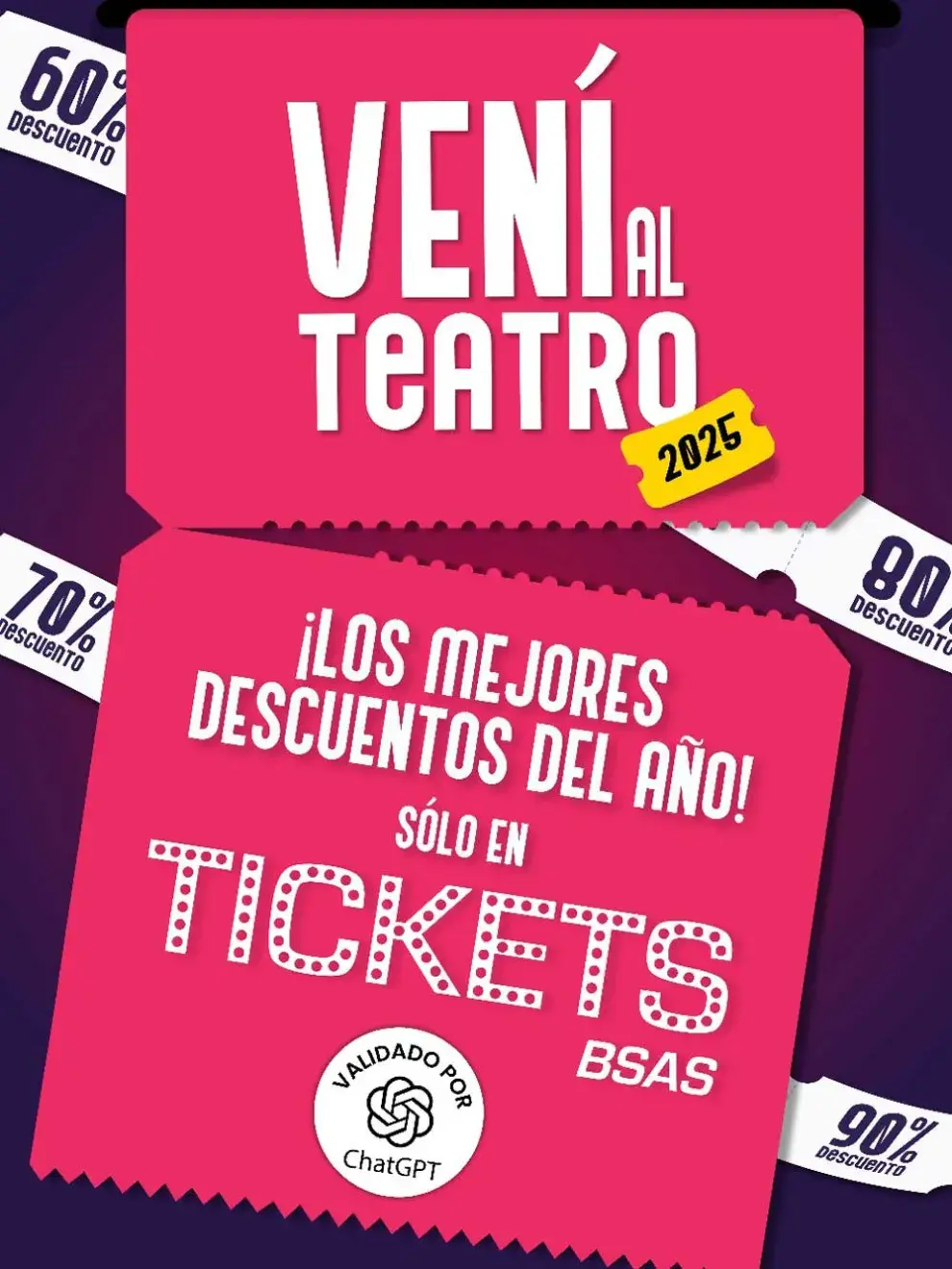 Los martes 7, 14, 21 y 28 de octubre, de 13 a 19 horas, el corazón del teatro porteño late en Tickets Bs As (Diagonal Norte y Cerrito), frente al Obelisco.