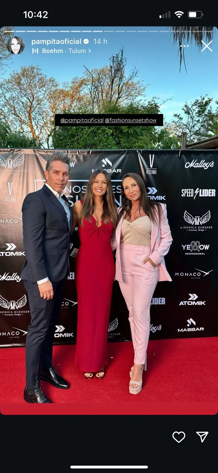 Pampita Ardohain apostó por un diseño en color cherry