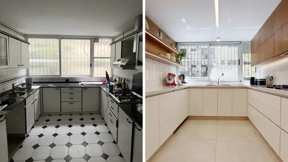 La cocina, antes y después