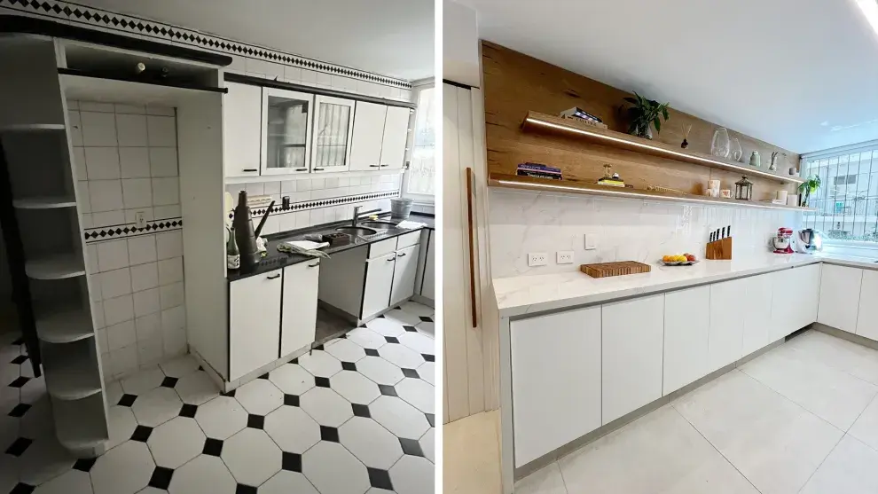 La cocina, antes y después
