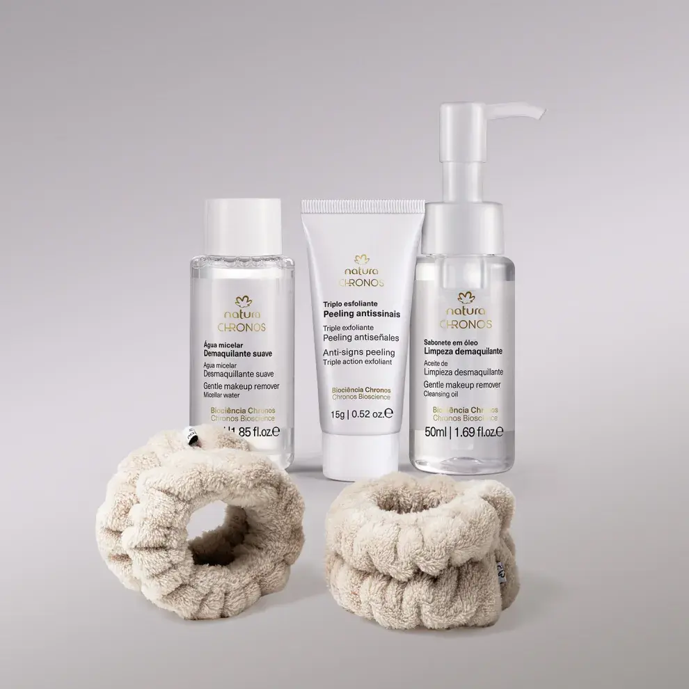 rutina de limpieza y cuidados para el rostro en tamaño miniatura. (NATURA)