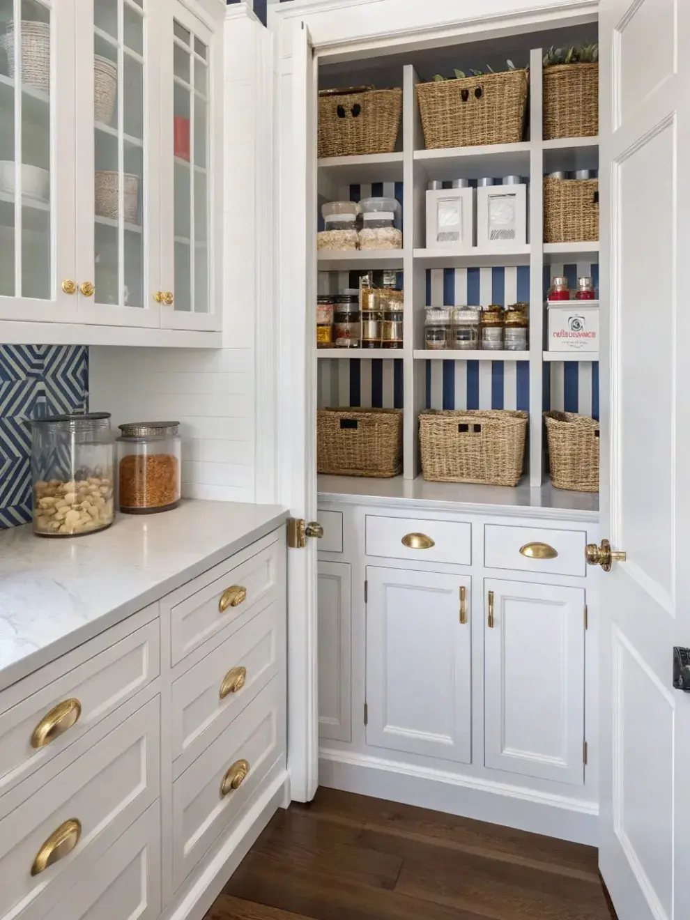 Pequeñas plantas, frascos de vidrio o etiquetas personalizadas convierten el almacenamiento en un rincón cuidado y con encanto, demostrando que el orden también puede ser parte del estilo.