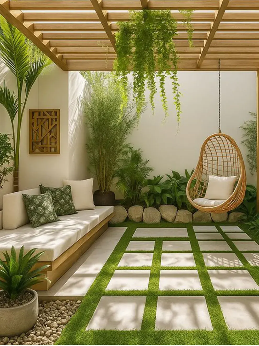 Delimitá distintas zonas de uso con muebles que inviten al relax: sillones, sofás modulares y mesas bajas pueden formar un living exterior perfecto, mientras que una mesa con sillas marcará el espacio de comedor.