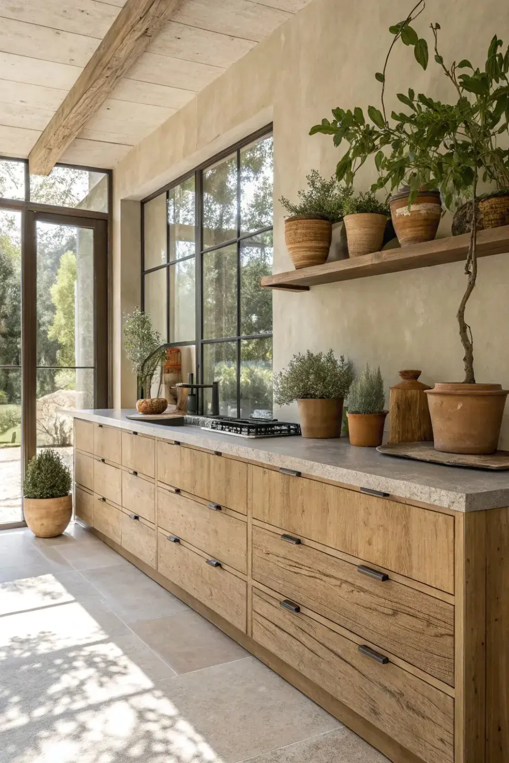La madera sigue reinando en la cocina