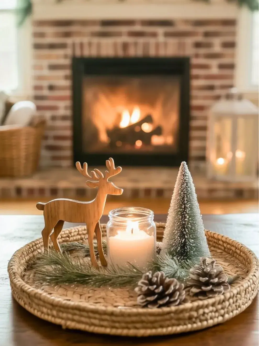 Pueden incluir velas, esferas, figuras, luces LED, ramitas secas o incluso miniaturas de escenas navideñas