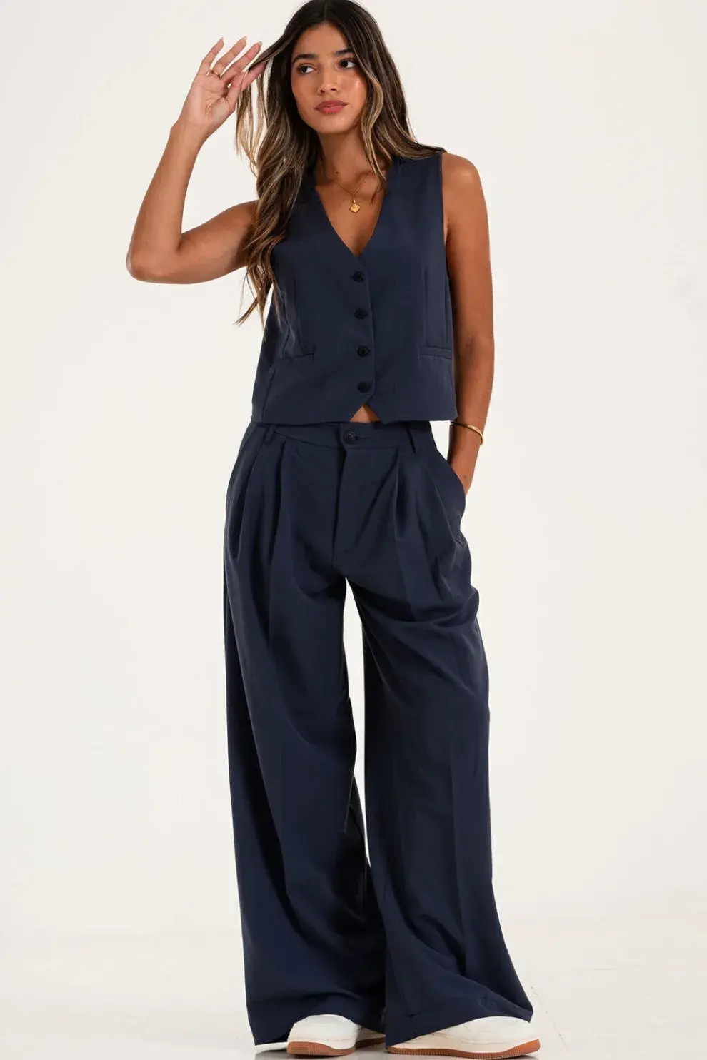 Pantalón palazo sastrero con cierre (ISOSTASIA $27.900,00)