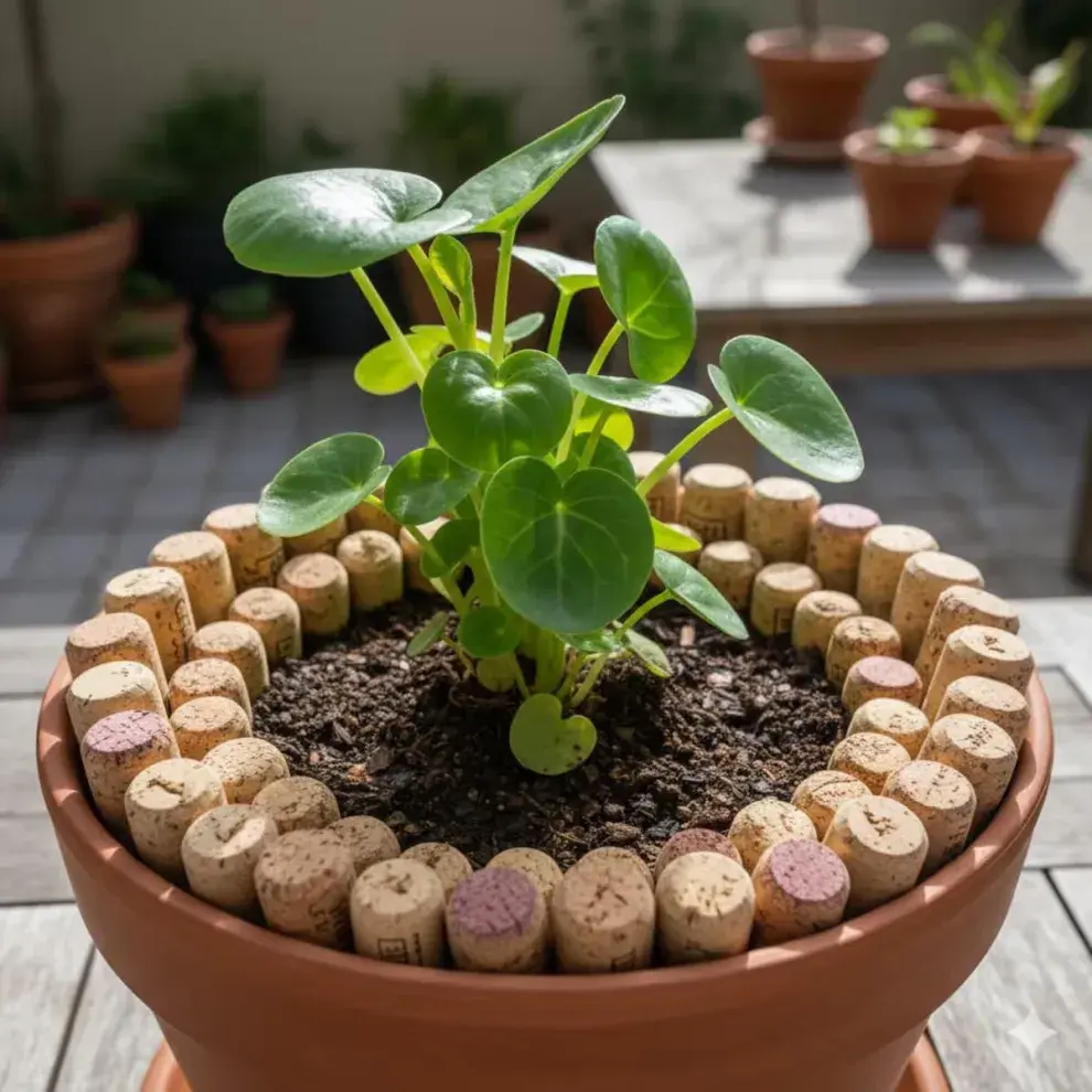 Foto de corchos en maceta.