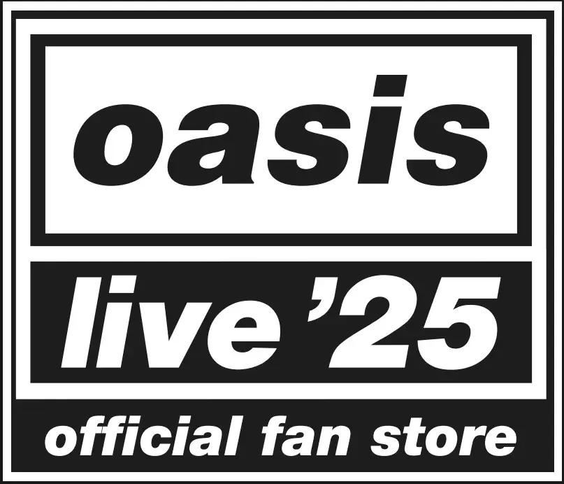 el logo de Oasis: la tipografía cuadrada, con las letras en blanco y negro, logró una identidad visual de culto. 