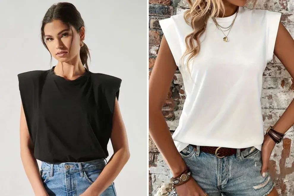 Musculosa con hombreras: aporta estructura y un aire sofisticado.