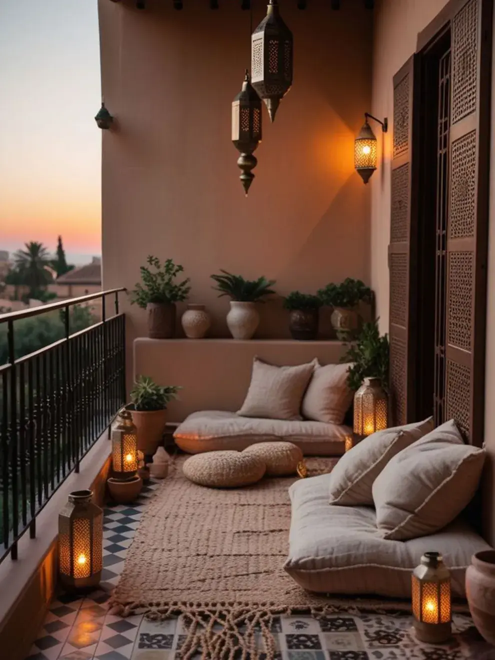 La iluminación transforma cualquier balcón en un rincón mágico. 