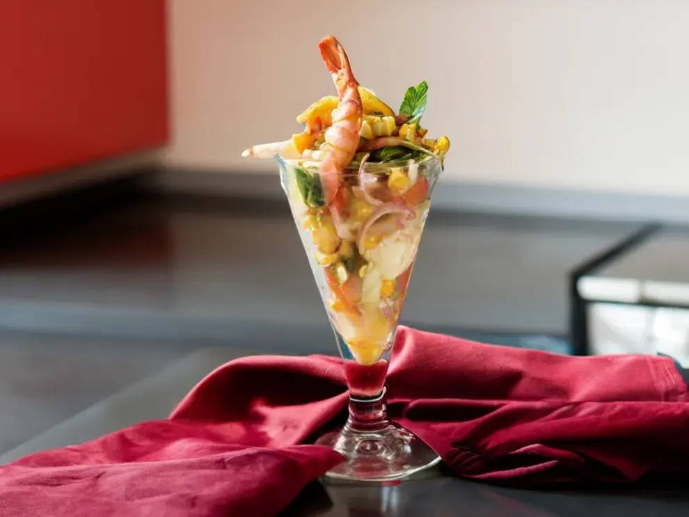 Cóctel de langostinos saludable