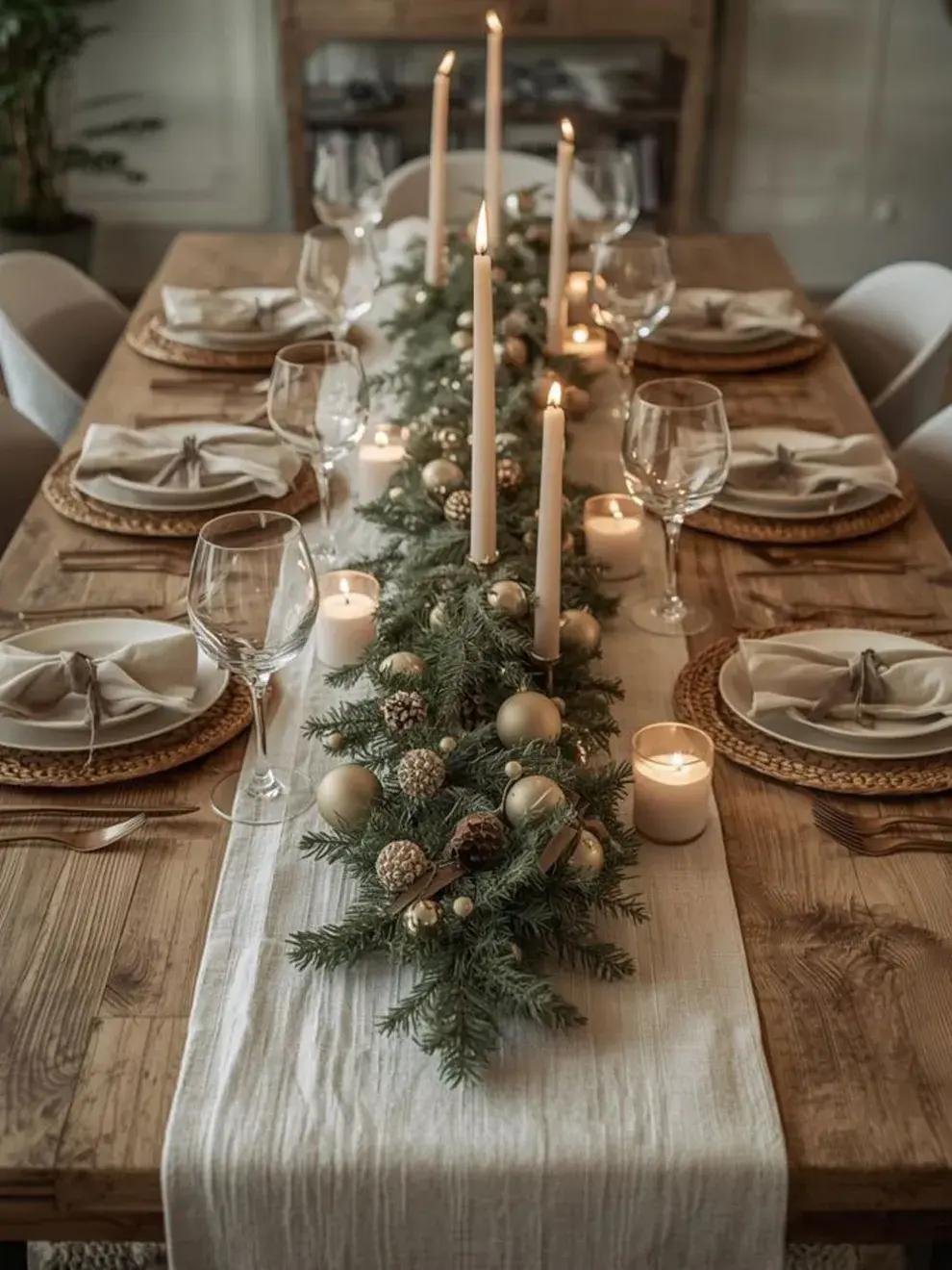 Su diseño alargado permite sumar detalles sin saturar la mesa. La decoración acompaña, pero no invade.