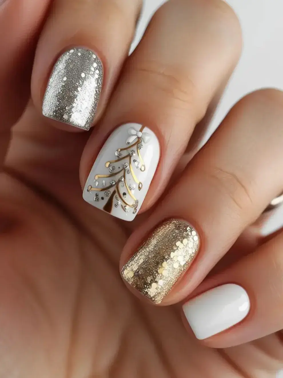 Combinación de colores: plata, dorado y blanco