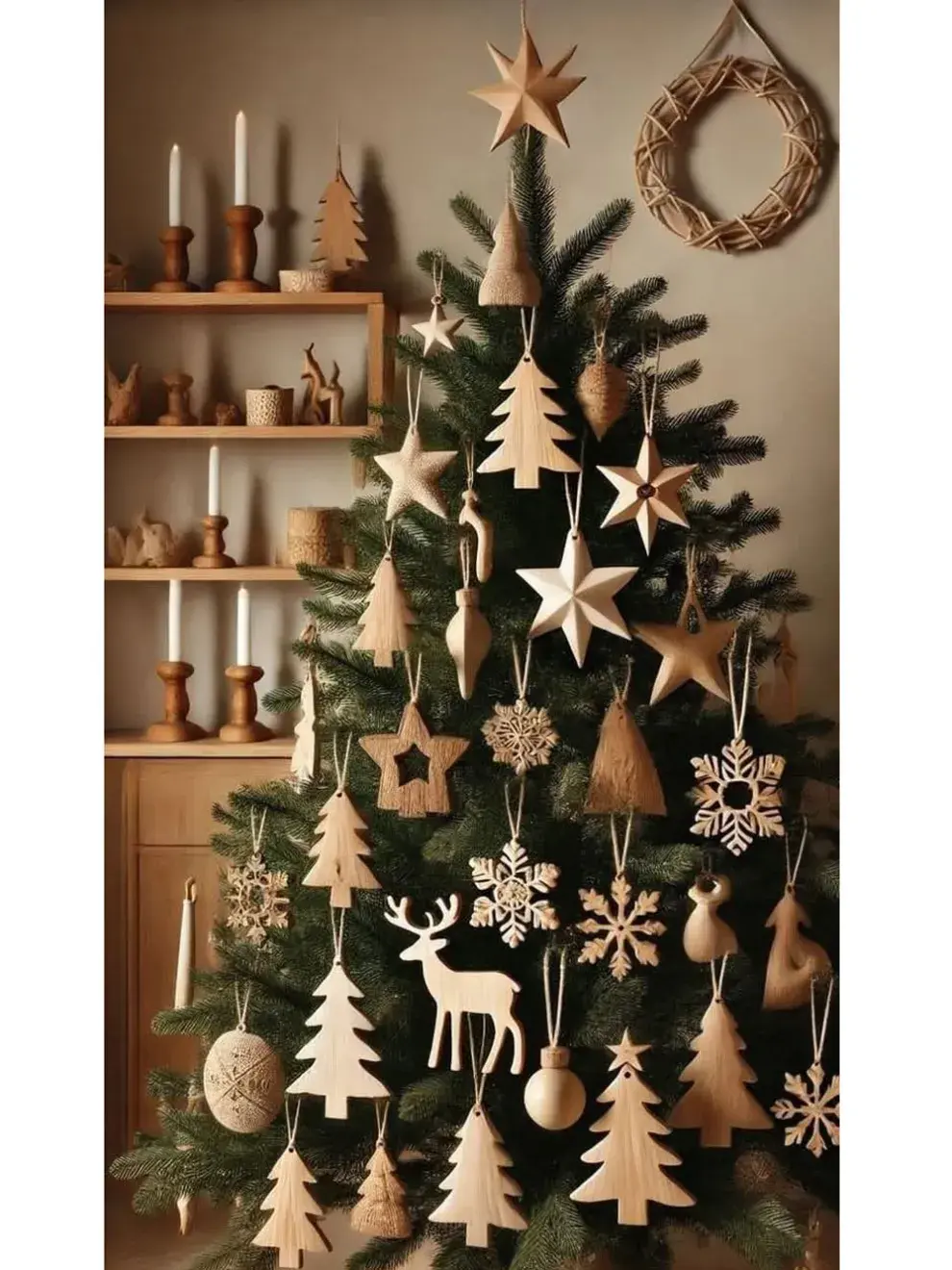 Elegí figuras en madera clara, sin barnices oscuros.