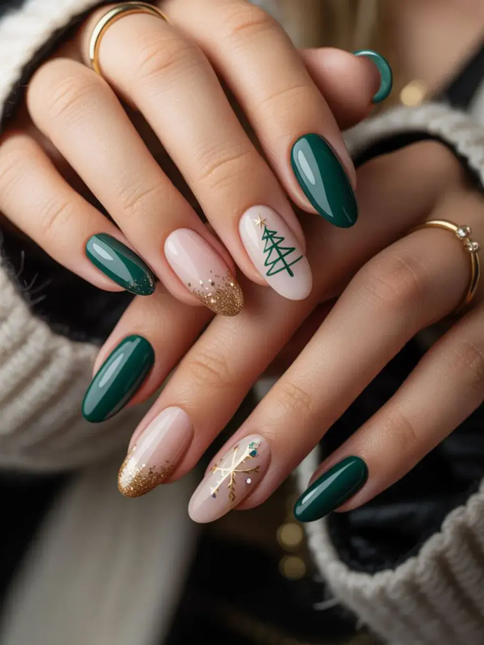 Verdes profundos y perlados