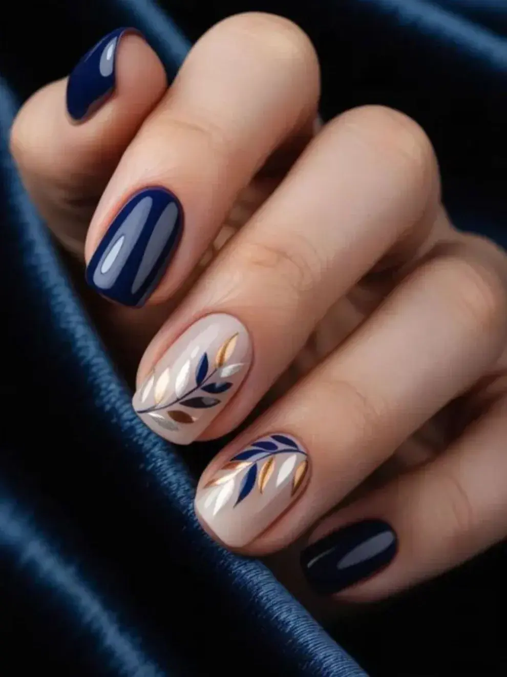 Azul, otro tono elegido que va perfecto con un look de noche