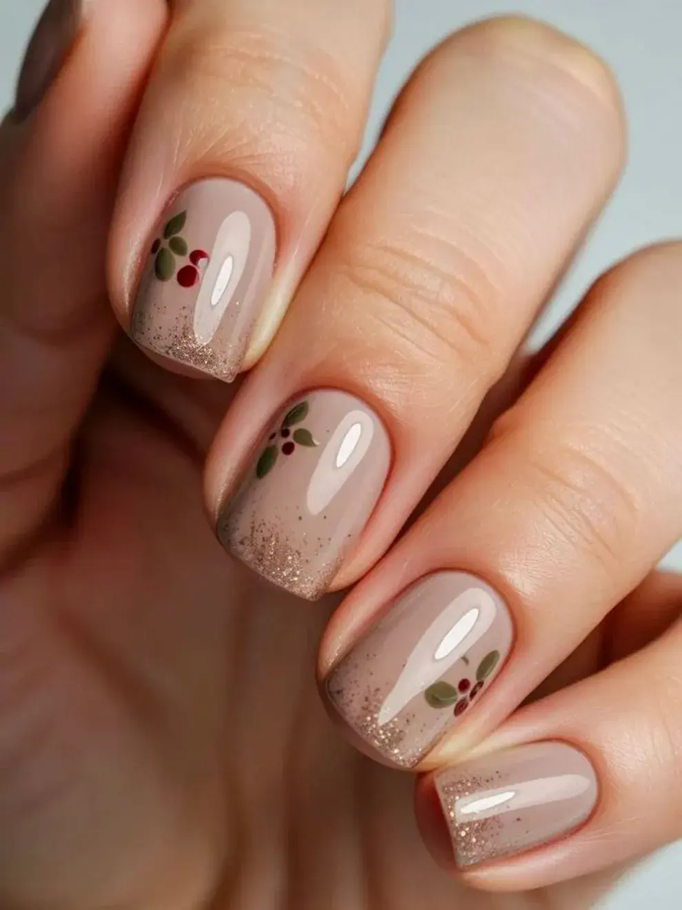 Una propuesta con glitter y en tono neutro