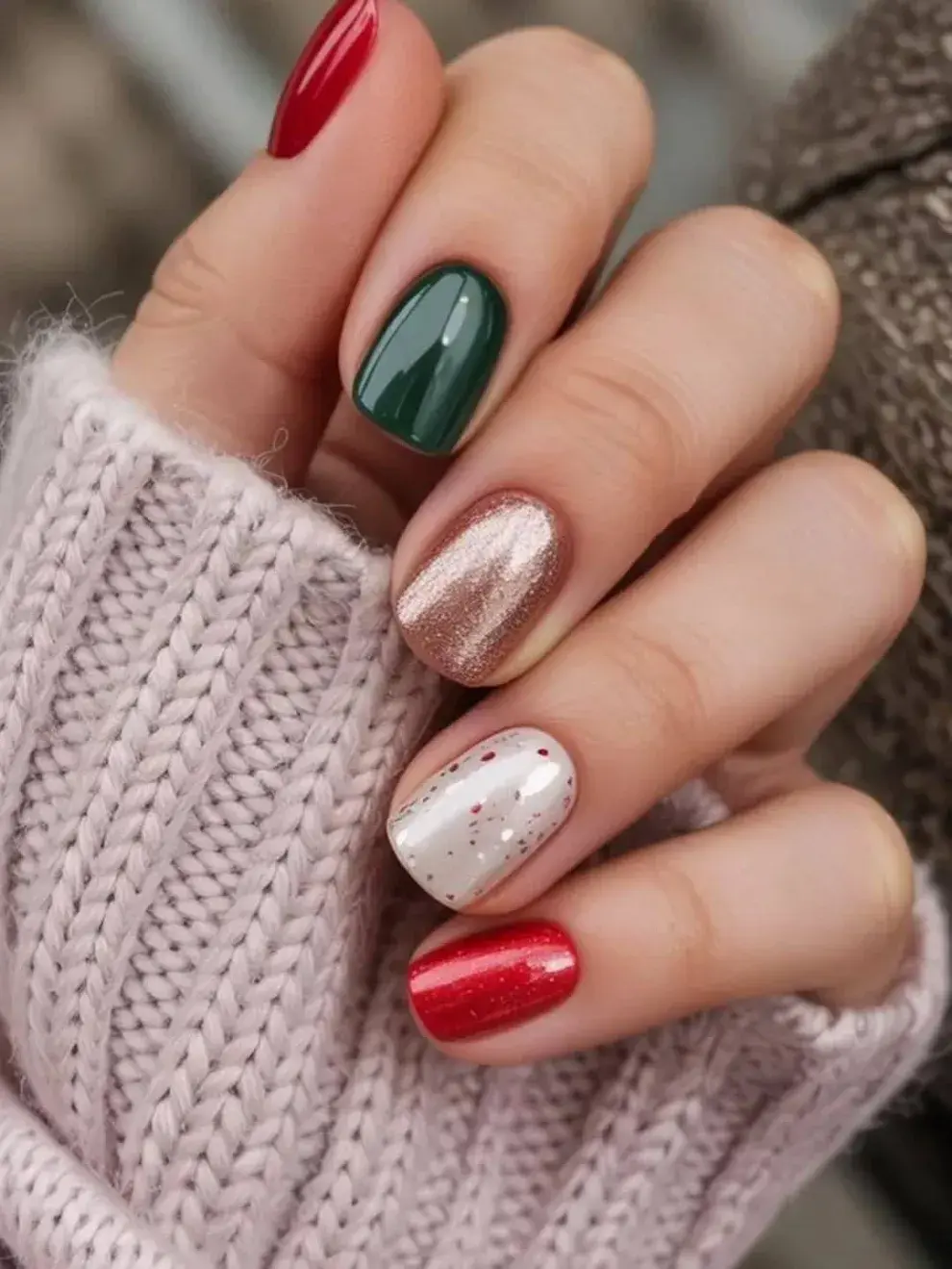  Las tendencias de uñas navideñas 2025 incluyen rojos clásicos, verdes profundos, brillos metálicos, copos de nieve y diseños minimalistas elegantes