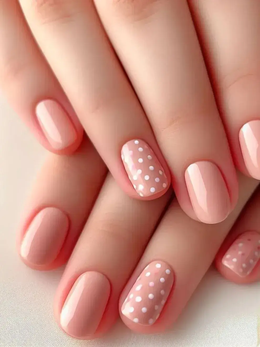 Un diseño con pequeños puntos blancos o más oscuros sobre una base durazno transmite alegría sin saturar