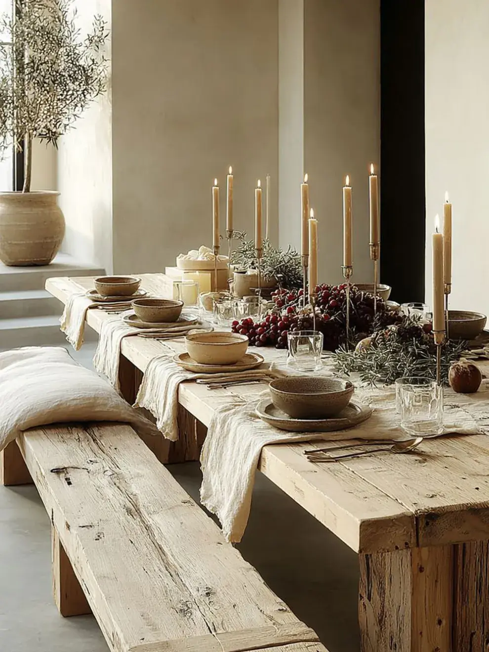 os manteles de lino, gasa de algodón o caminos de mesa aportan textura y movimiento