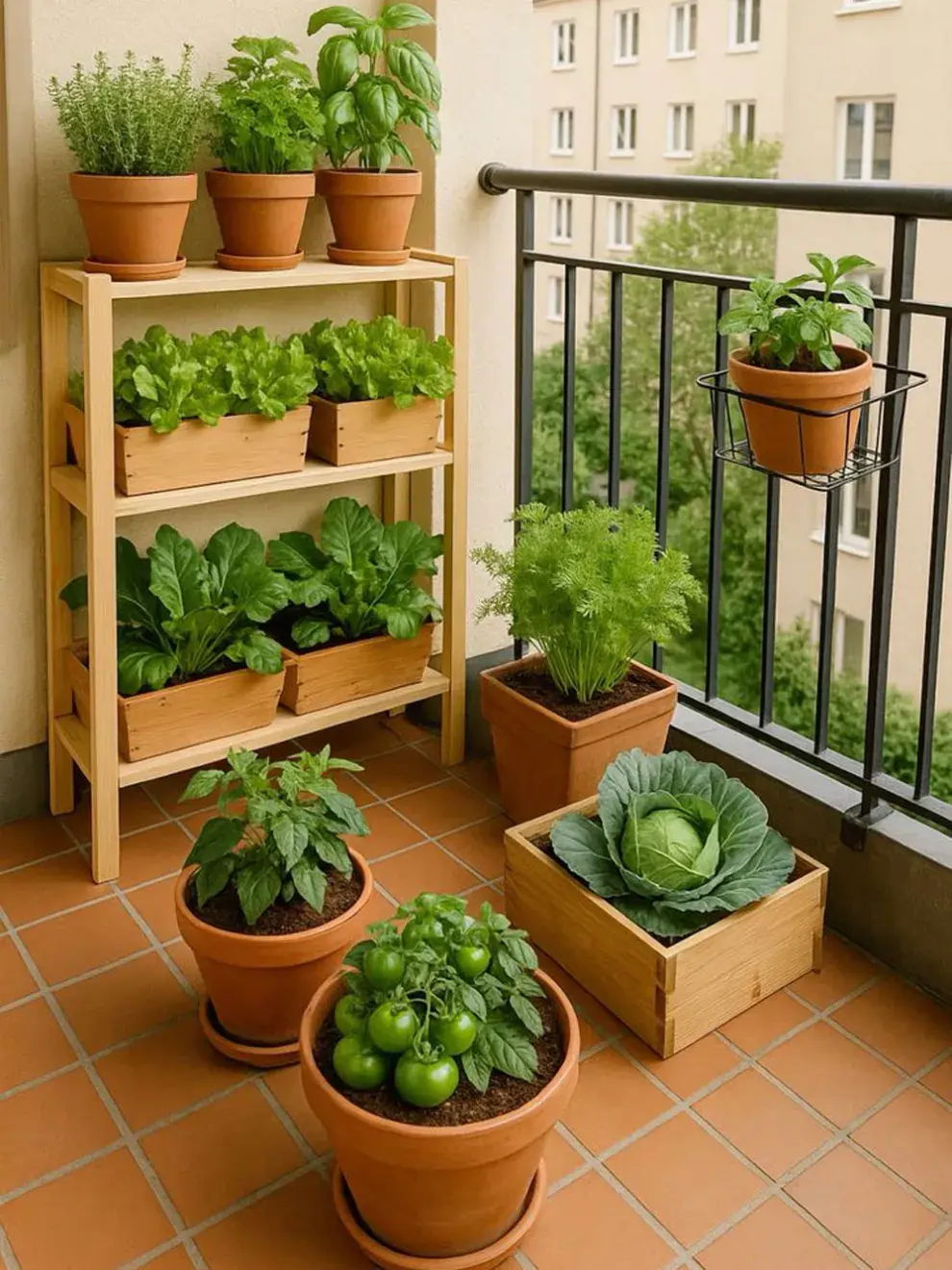 Las huertas verticales, jardineras colgantes y soportes metálicos son aliados para sumar naturaleza sin perder espacio.