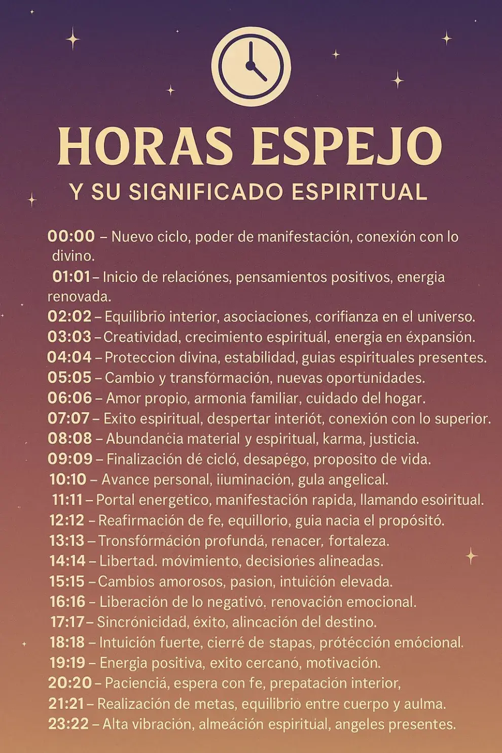 El significado espiritual de las "Horas Esoejo". 