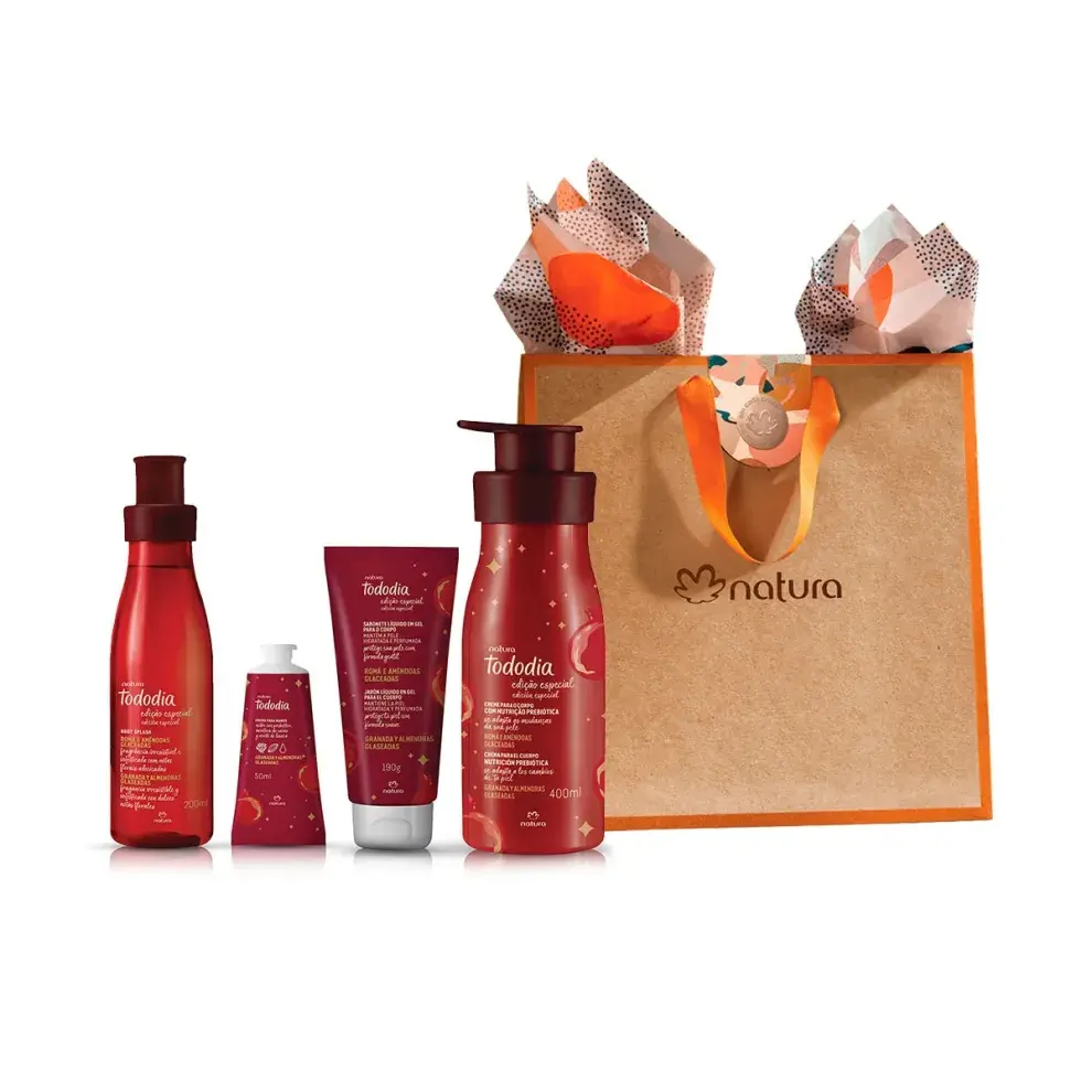 Regalo Tododia Granada y Almendras Glaseadas. Incluye jabón, body splash, crema de manos y cuerpo (NATURA $ 39.900,00)