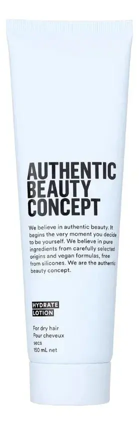 Authentic Beauty Concept Hydrate Lotion. Sumalo a tu rutina para evitar el pelo reseco después de la playa y el sol.