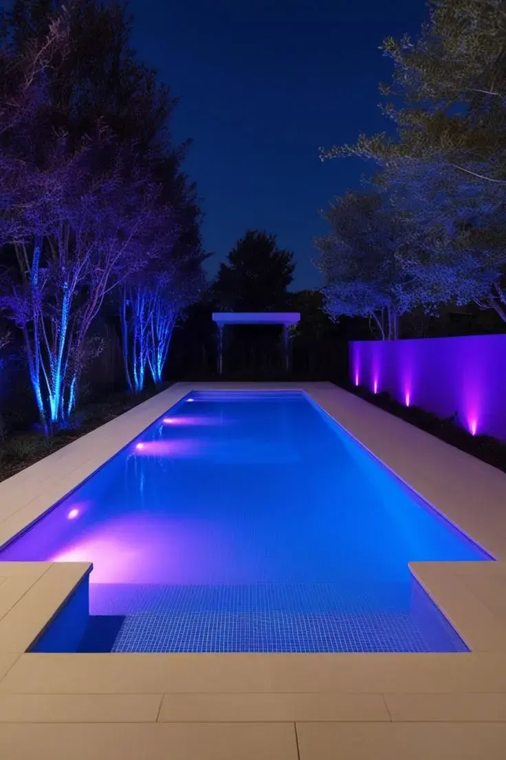 Las luces LED empotradas dentro de la pileta son la opción más elegida. I