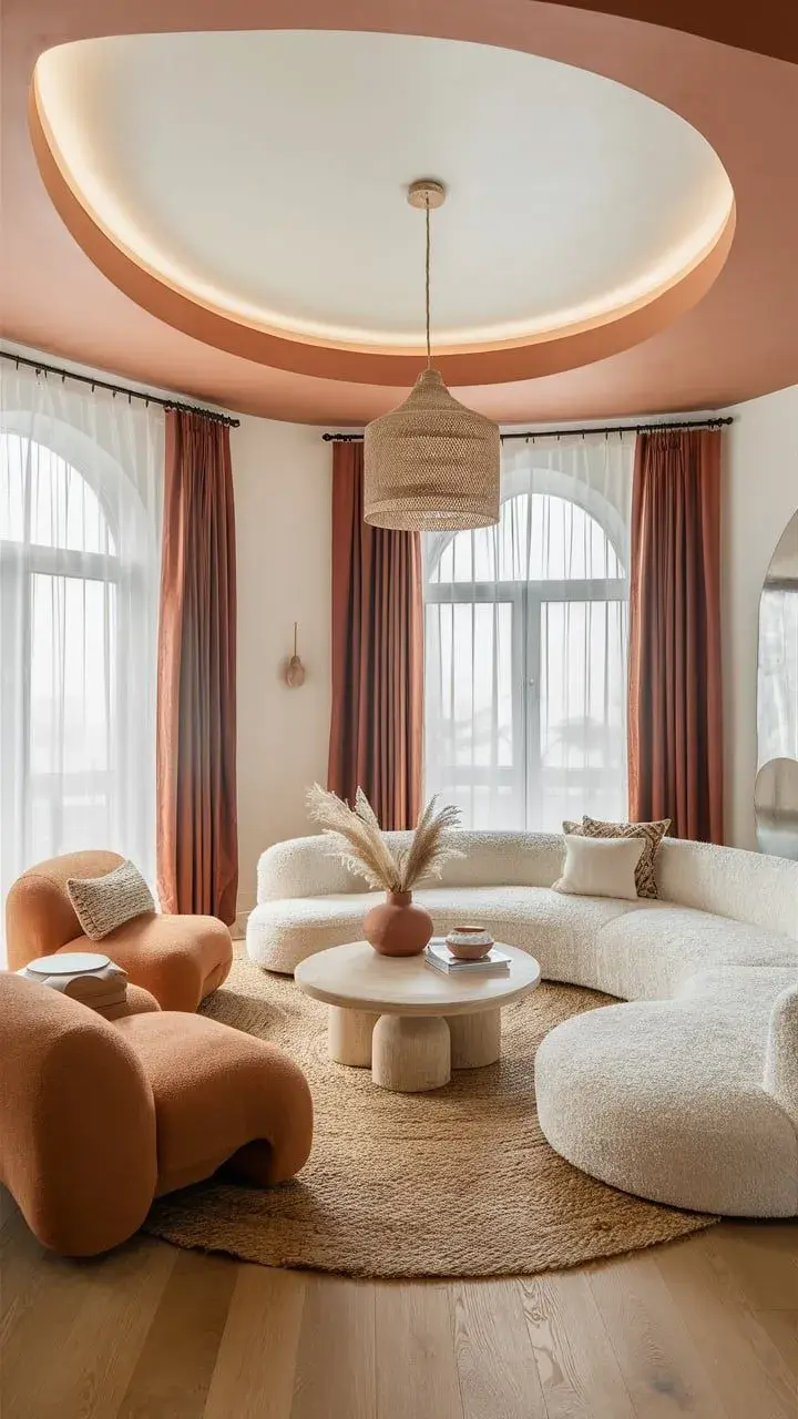 Las formas fluidas suavizan la escena.