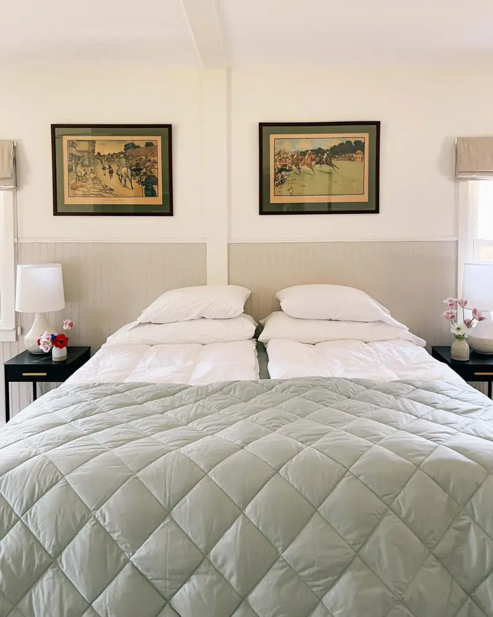 Cada integrante de la pareja duerme con su propio acolchado, ajustado a su temperatura y preferencias, sin renunciar a la estética de una cama armada y elegante.