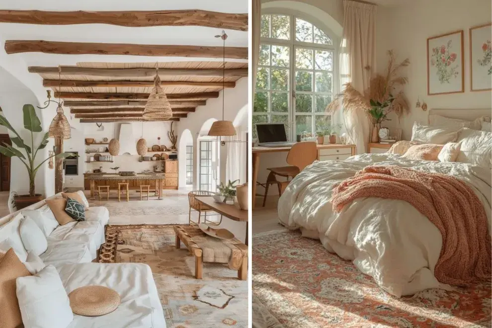 Maderas naturales, textiles en capas, tonos cálidos y detalles artesanales se combinan sin reglas rígidas, dando lugar a casas con identidad, donde cada objeto tiene algo para contar.