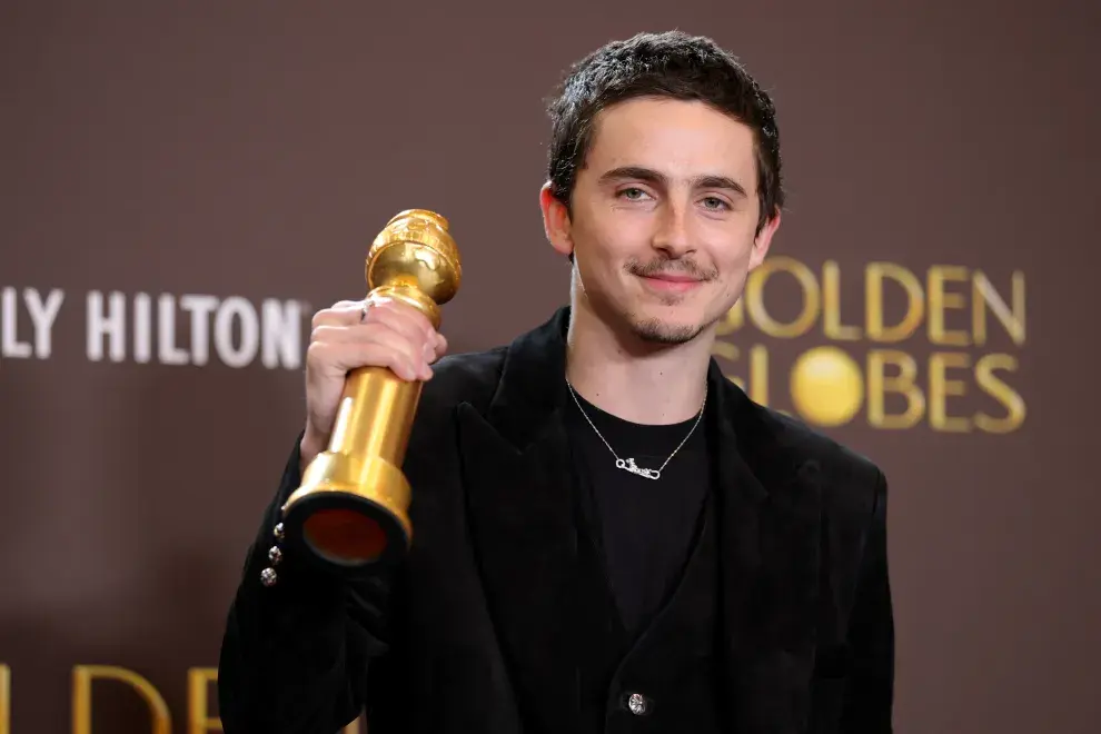 Timothée Chalamet, uno de los ganadores en la entrega de los Golden Globes 2026.