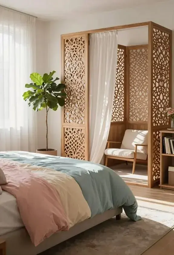 Colocar una cortina desde el techo es una solución rápida, económica y muy versátil.