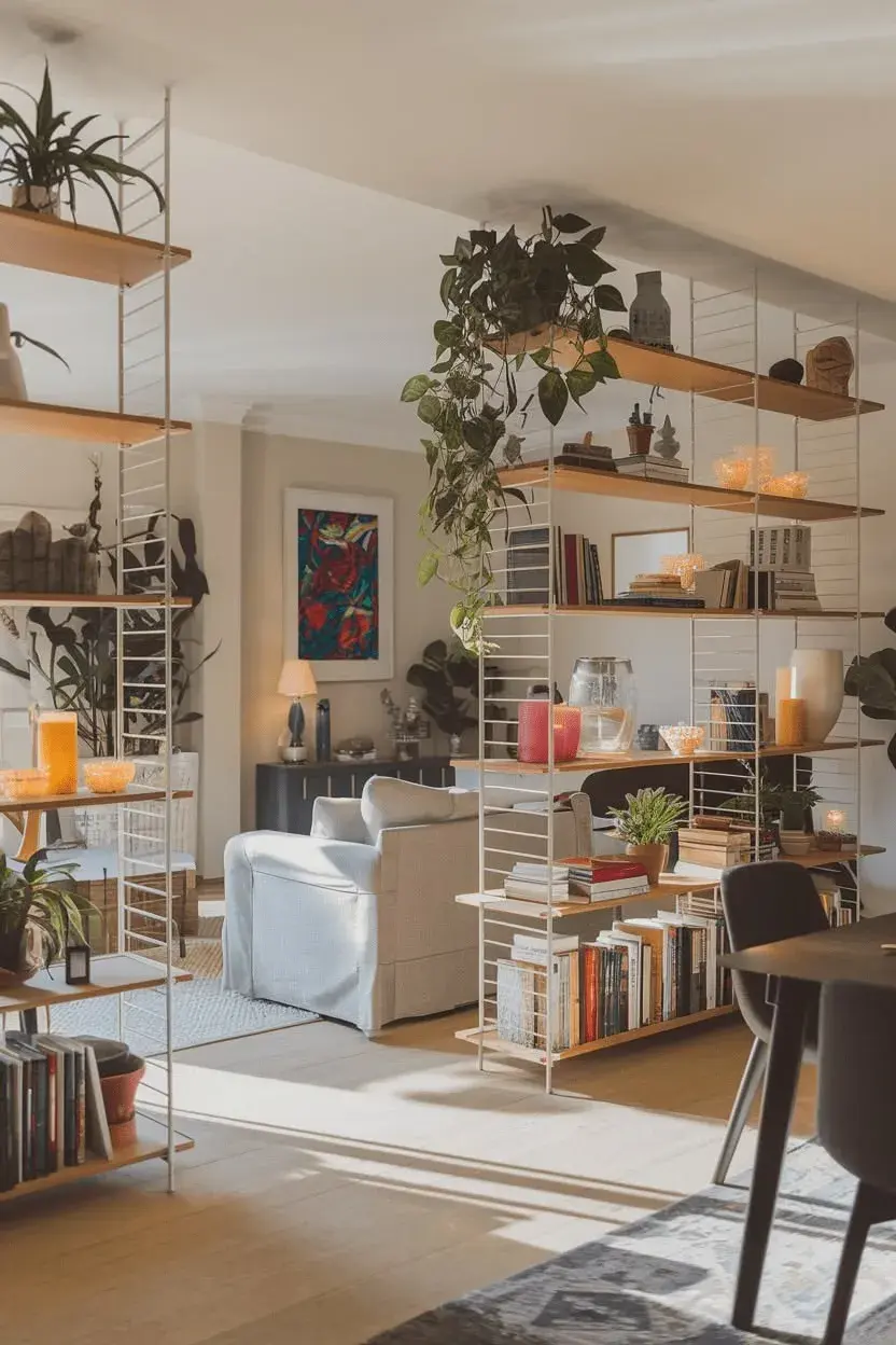 Los muebles divisorios sin fondo cumplen doble función: organizan y delimitan.