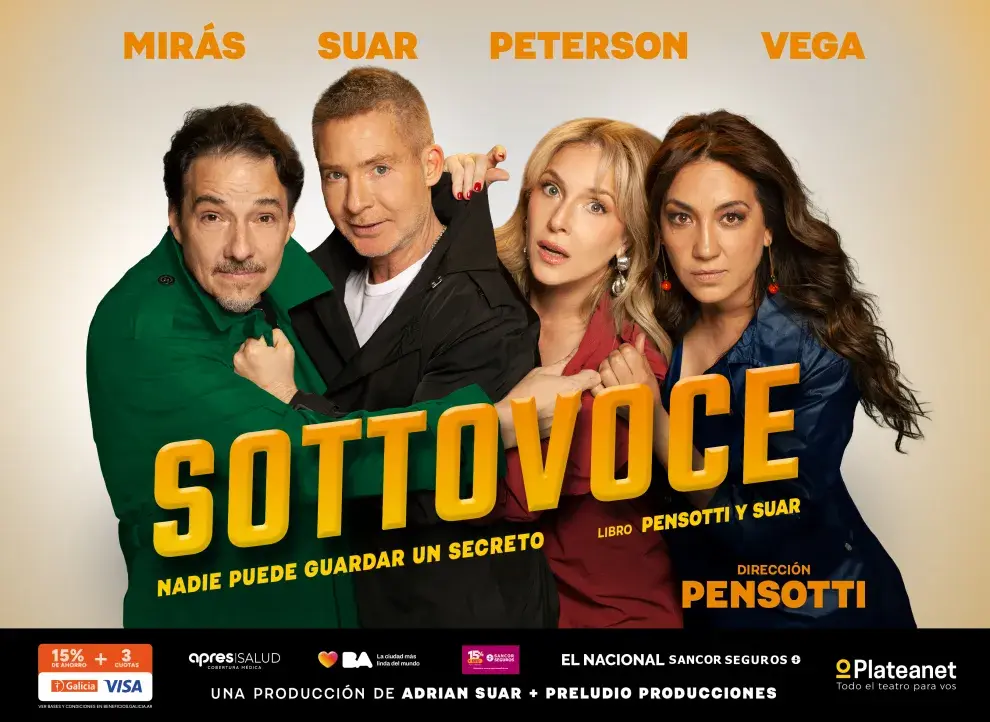 Fernán Mirás, Adrián Suar, Carla Peterson y Lorena Vega