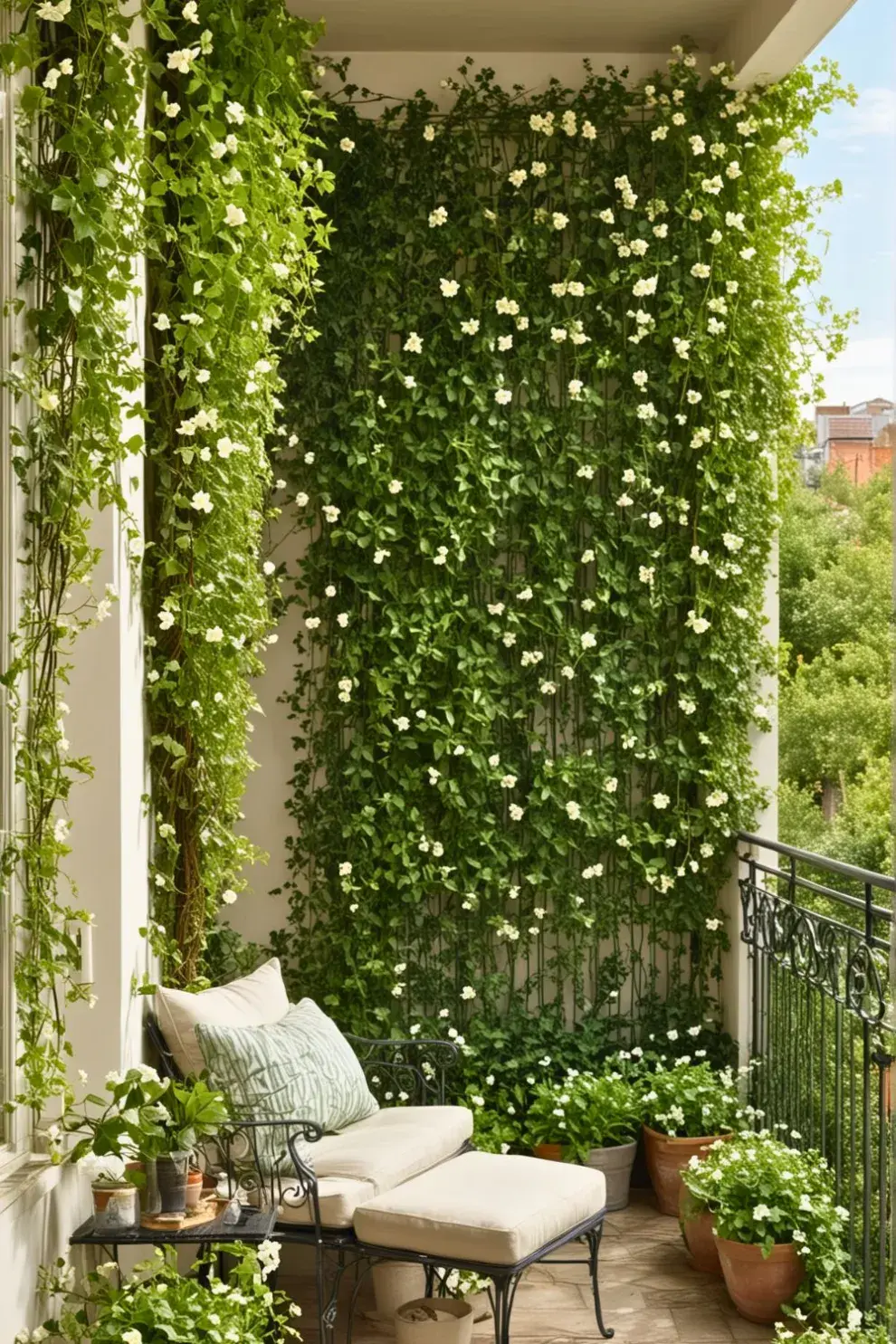 Foto de balcón con enredaderas.